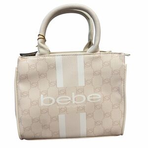 Bebe Beige and White Tote Bag